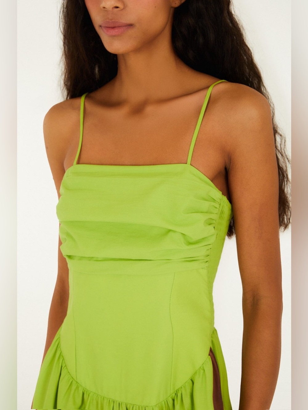 Farm Rio Green Birds Art Print Smocked Maxi Dress size S Small NWT - Picture 5 of 7